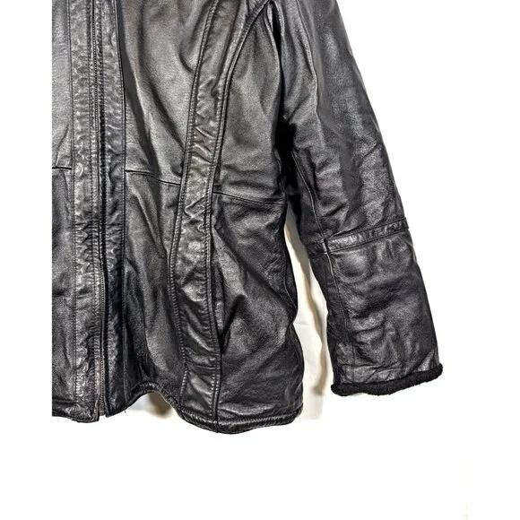 Classic Bullhide B-3 Leather Bomber Jacket Men’s XL Black Shearling Aviator Vtg